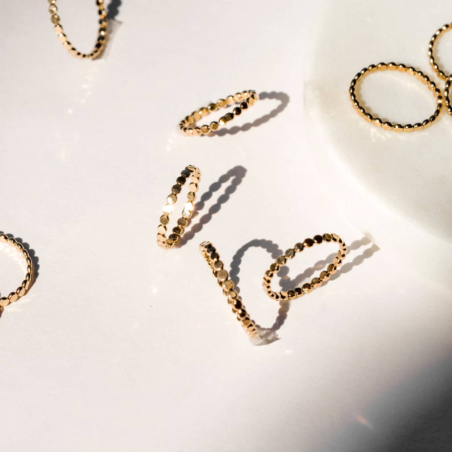 Coin Hammered Disc Stacking Ring in 14k Gold Filled