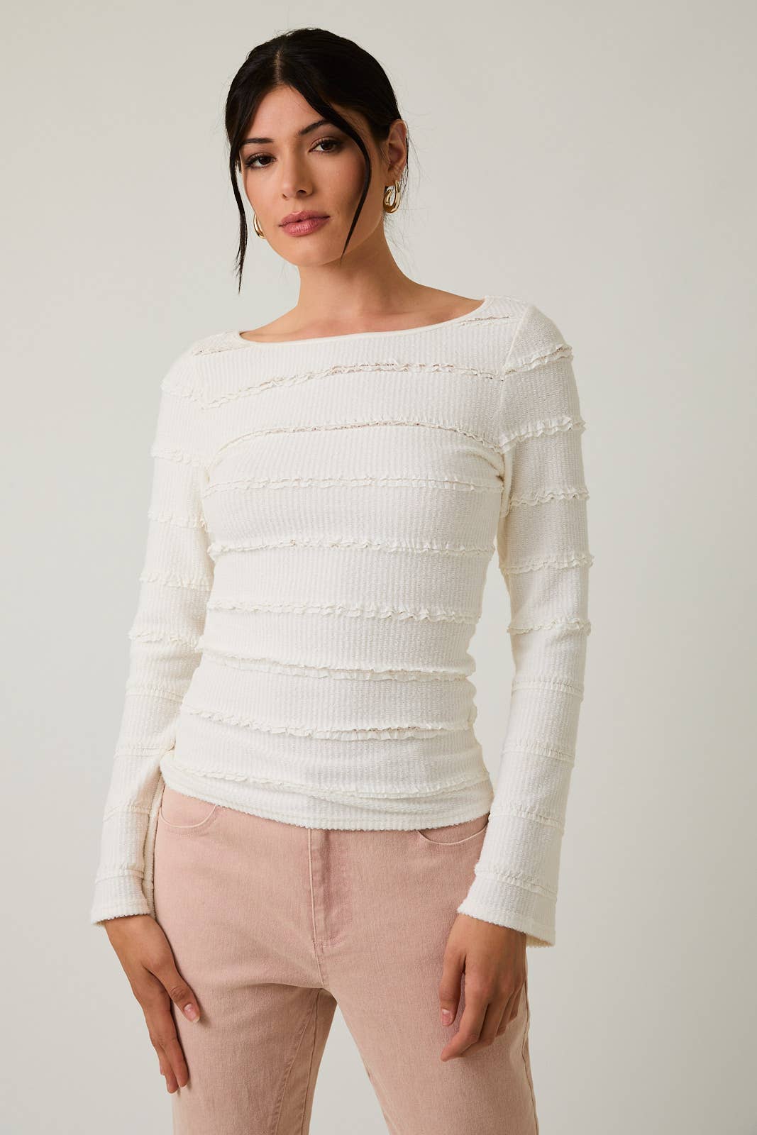 Long Sleeve Brushed Lace Top