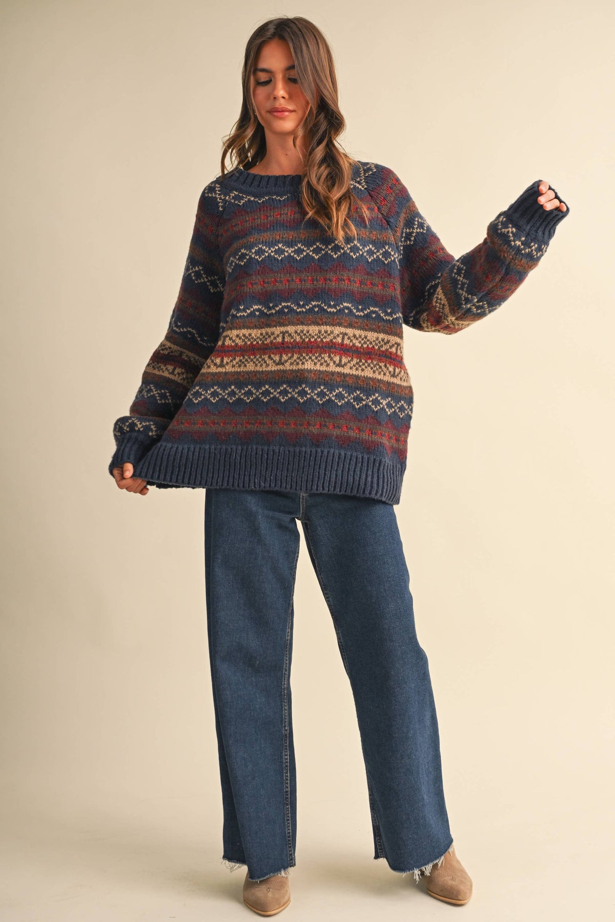 Fair Isle Thick Knit Sweater