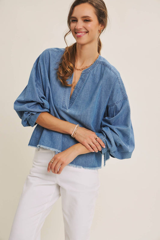 Elevated Washed Denim Top