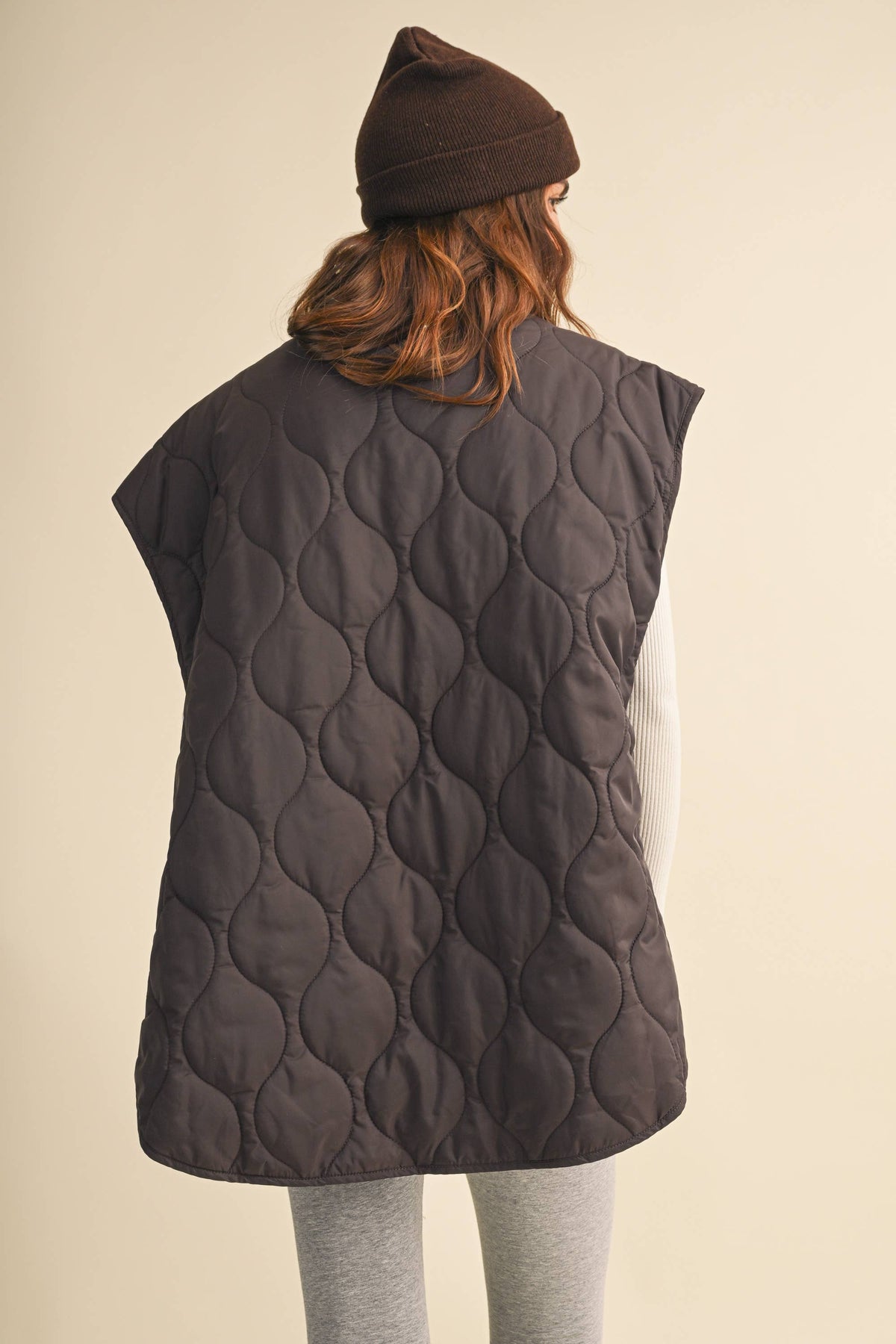 Oversized Reversible Quilted Plaid Vest