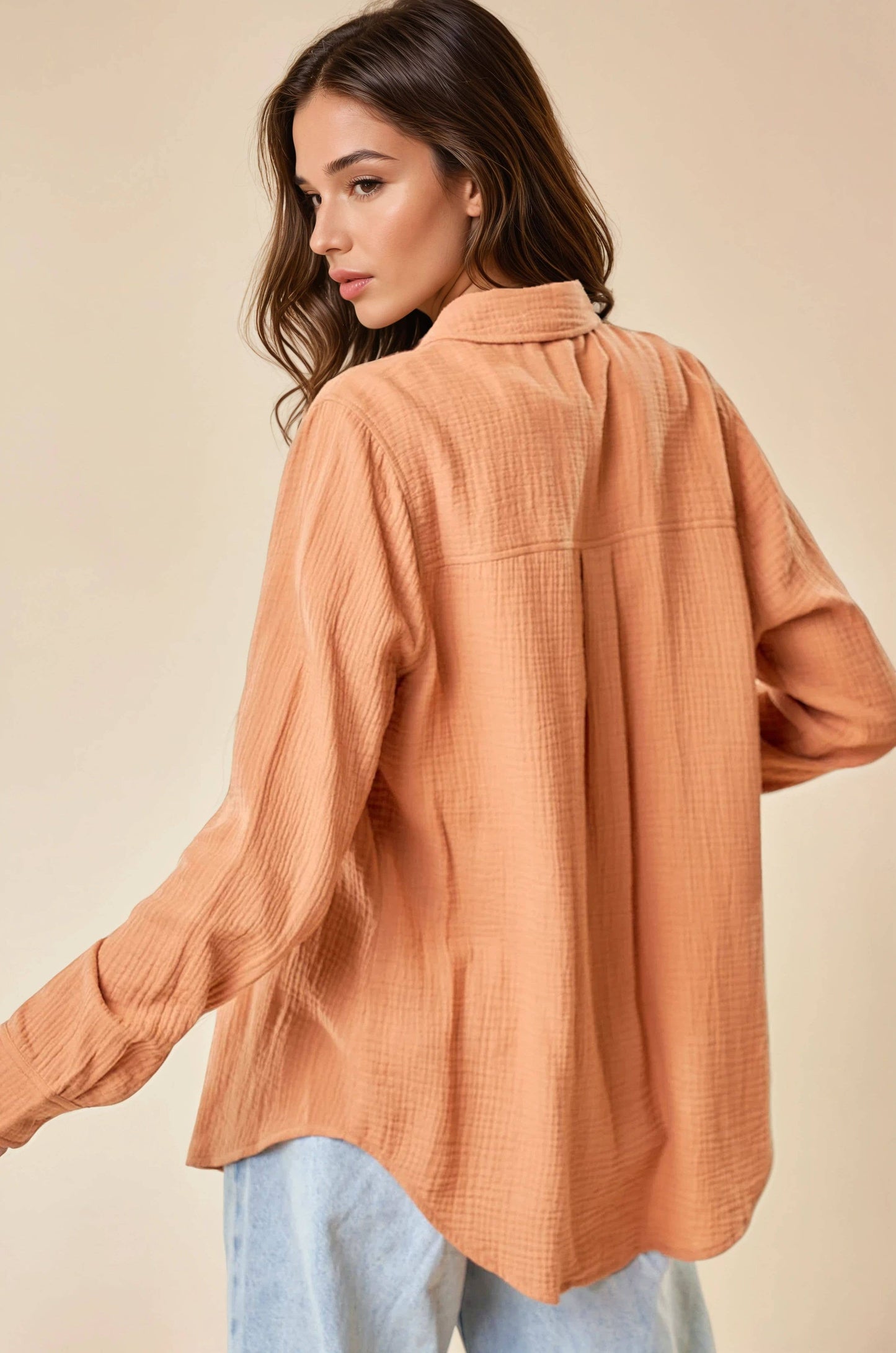 Textured Ginger Cotton Shirt