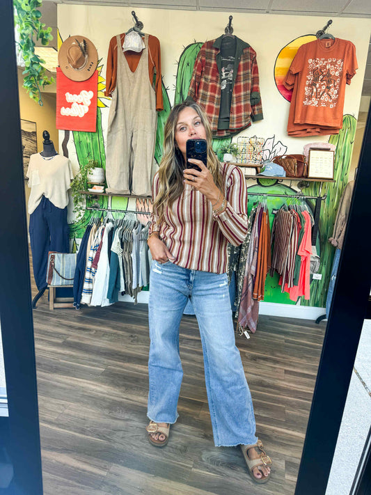 Vertical Stripe Knit Top