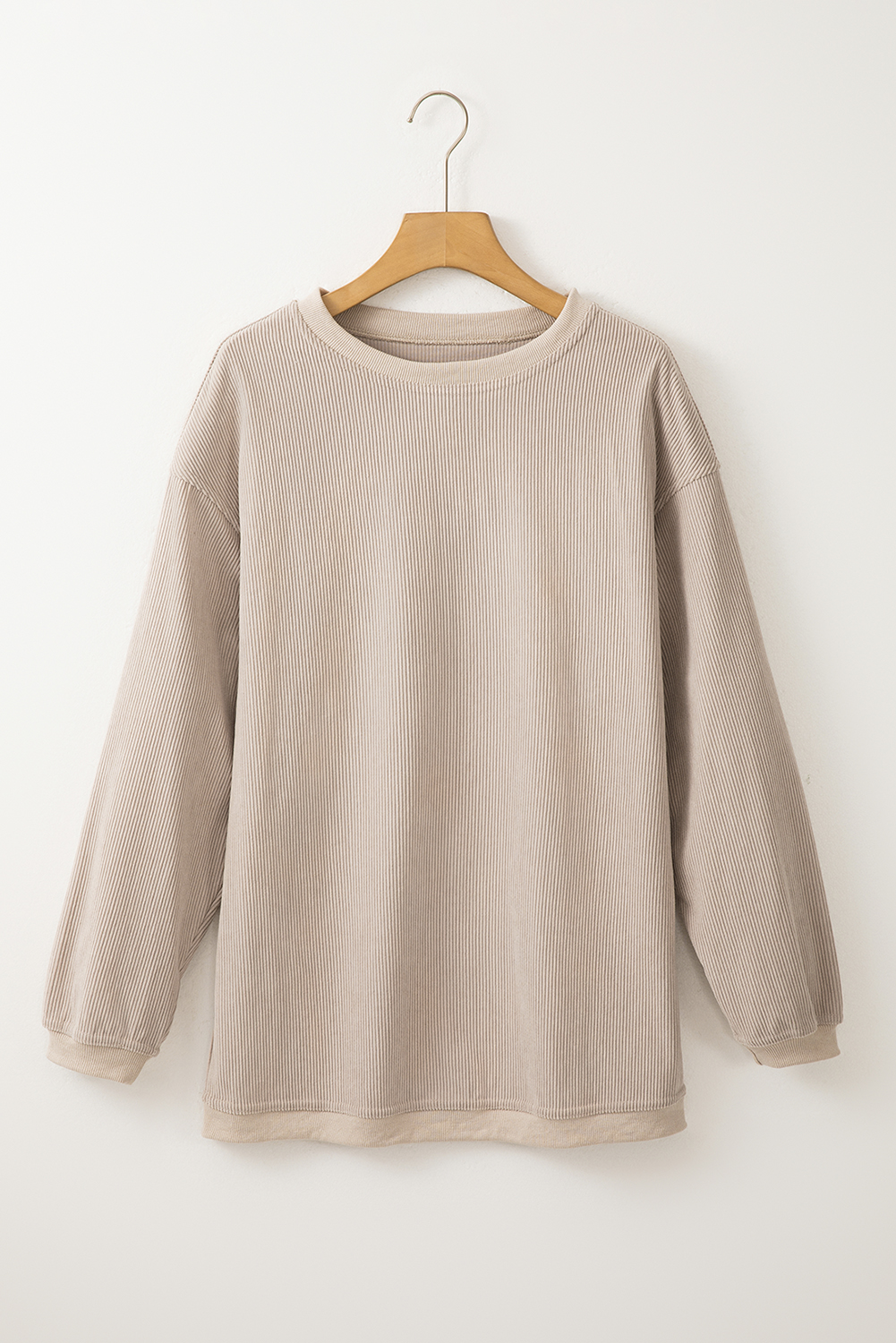 Customizable Long Sleeve Ribbed Corded Oversized Sweatshirt