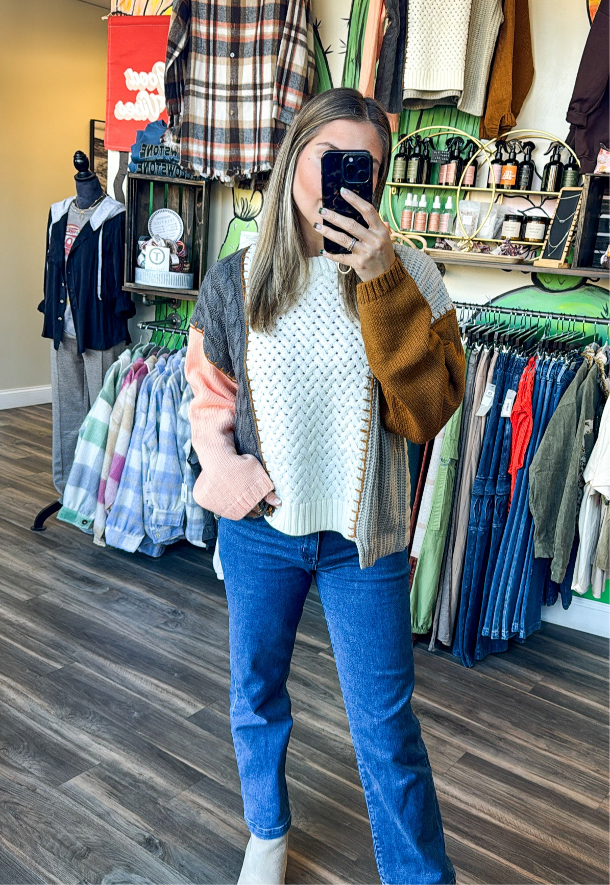 Georgia Peaches Color Block Sweater