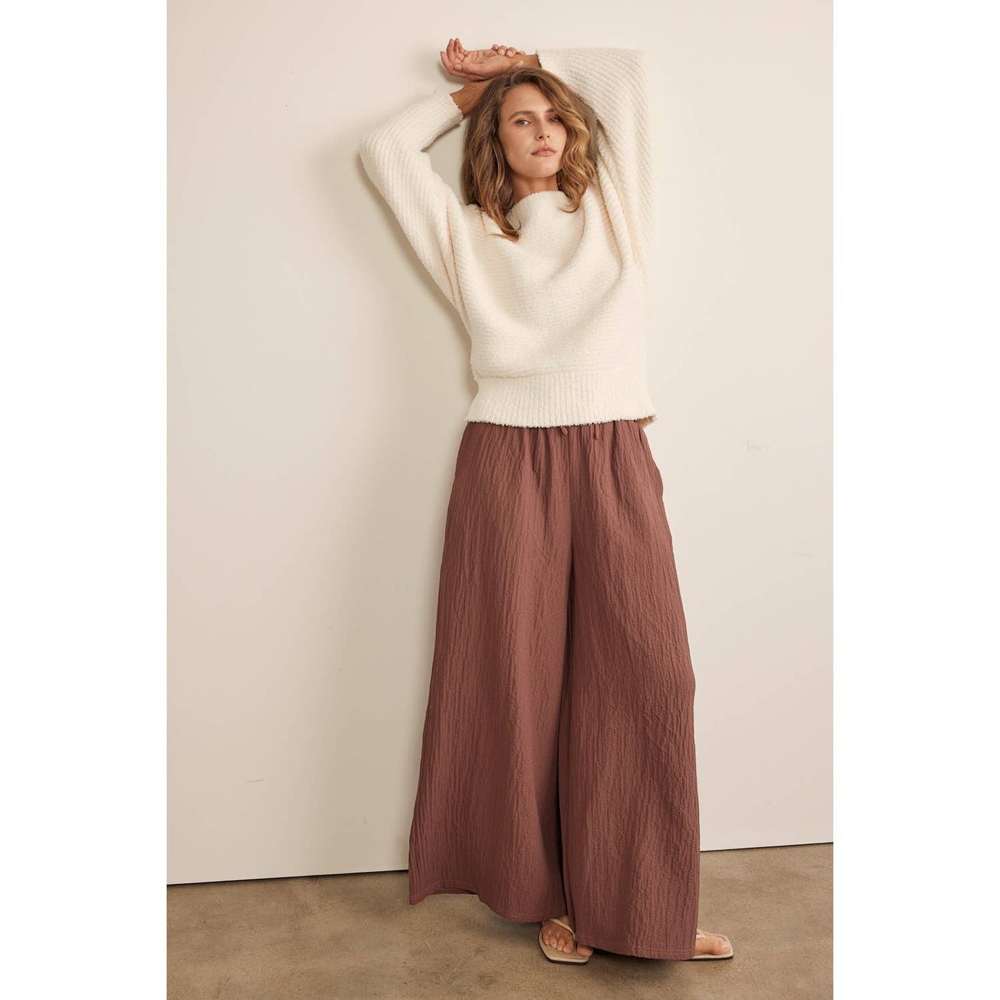 Wonka Chocolate Textured Wide Leg Pants