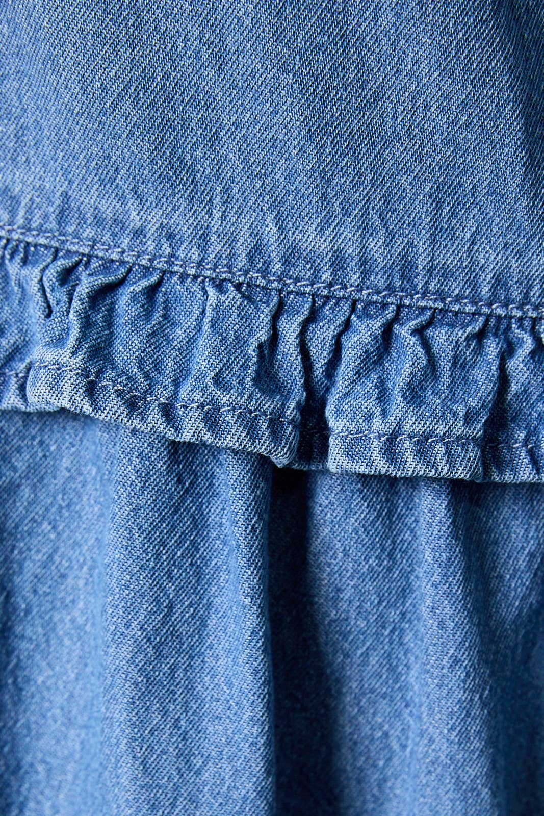 Denim Ruffle Mini Dress