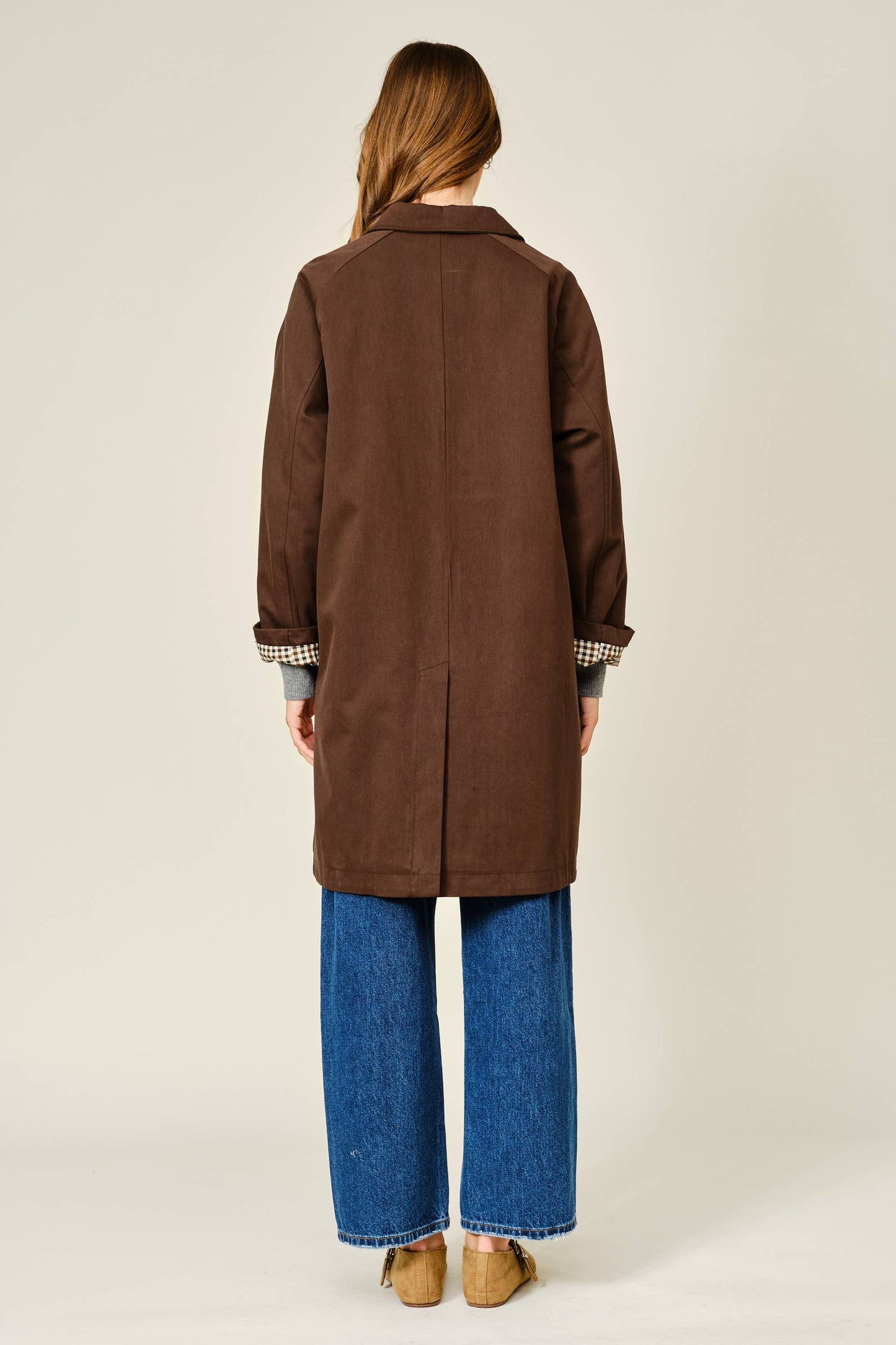 Checked Inside Midi Trench Coat