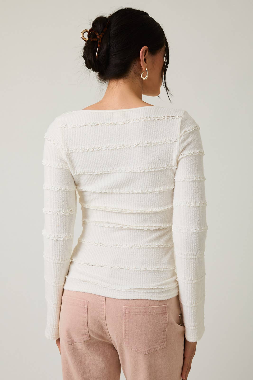 Long Sleeve Brushed Lace Top