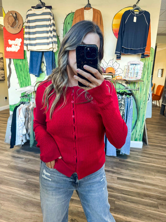 Pointelle Ribbed Fine Gauge Cardi