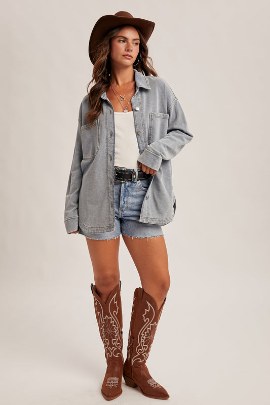 Kicked Up Denim Shacket