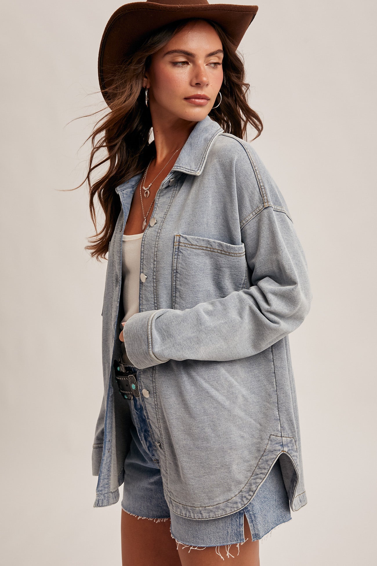 Kicked Up Denim Shacket