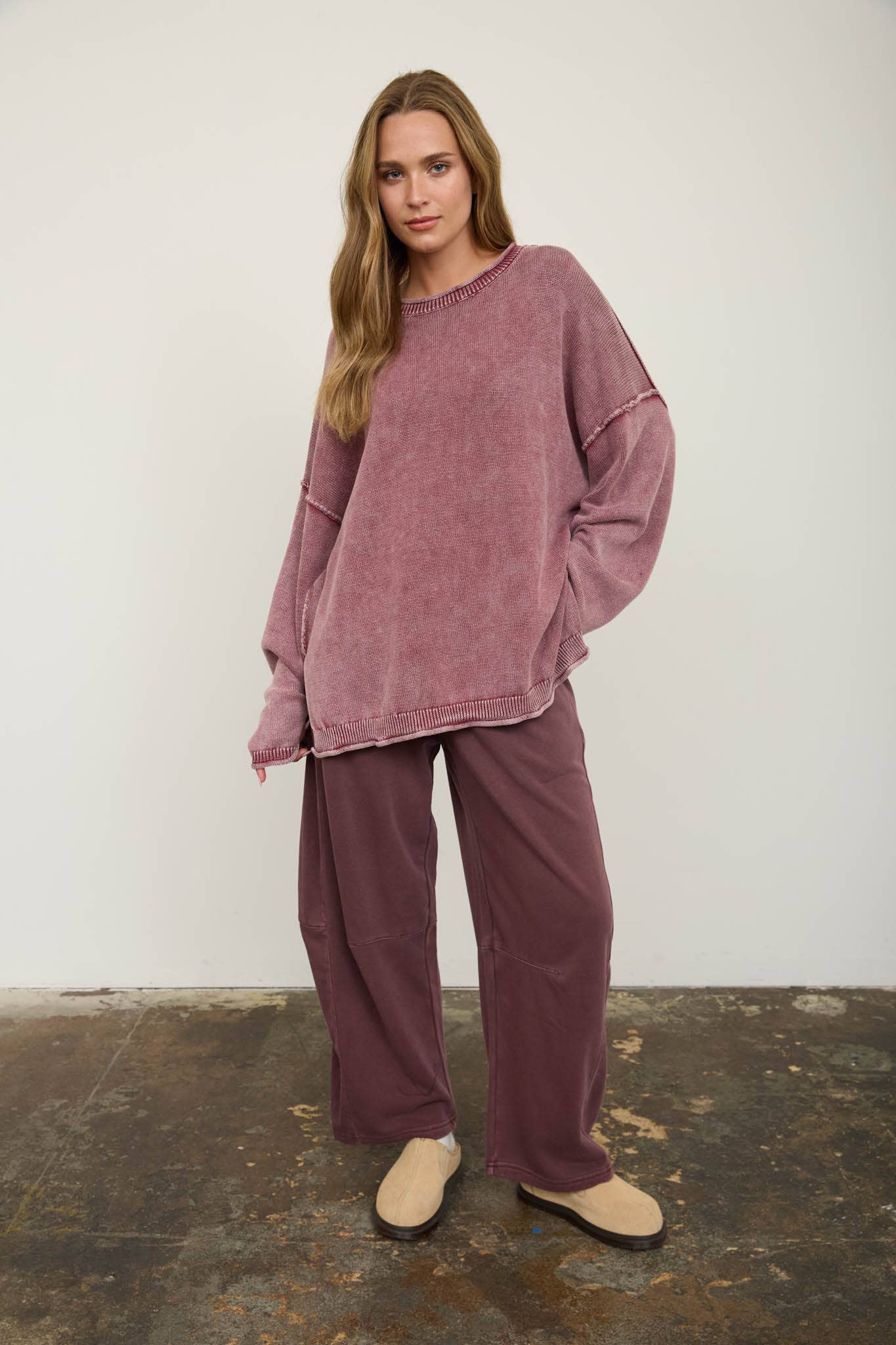 Raw Edge Drop Shoulder Sweater