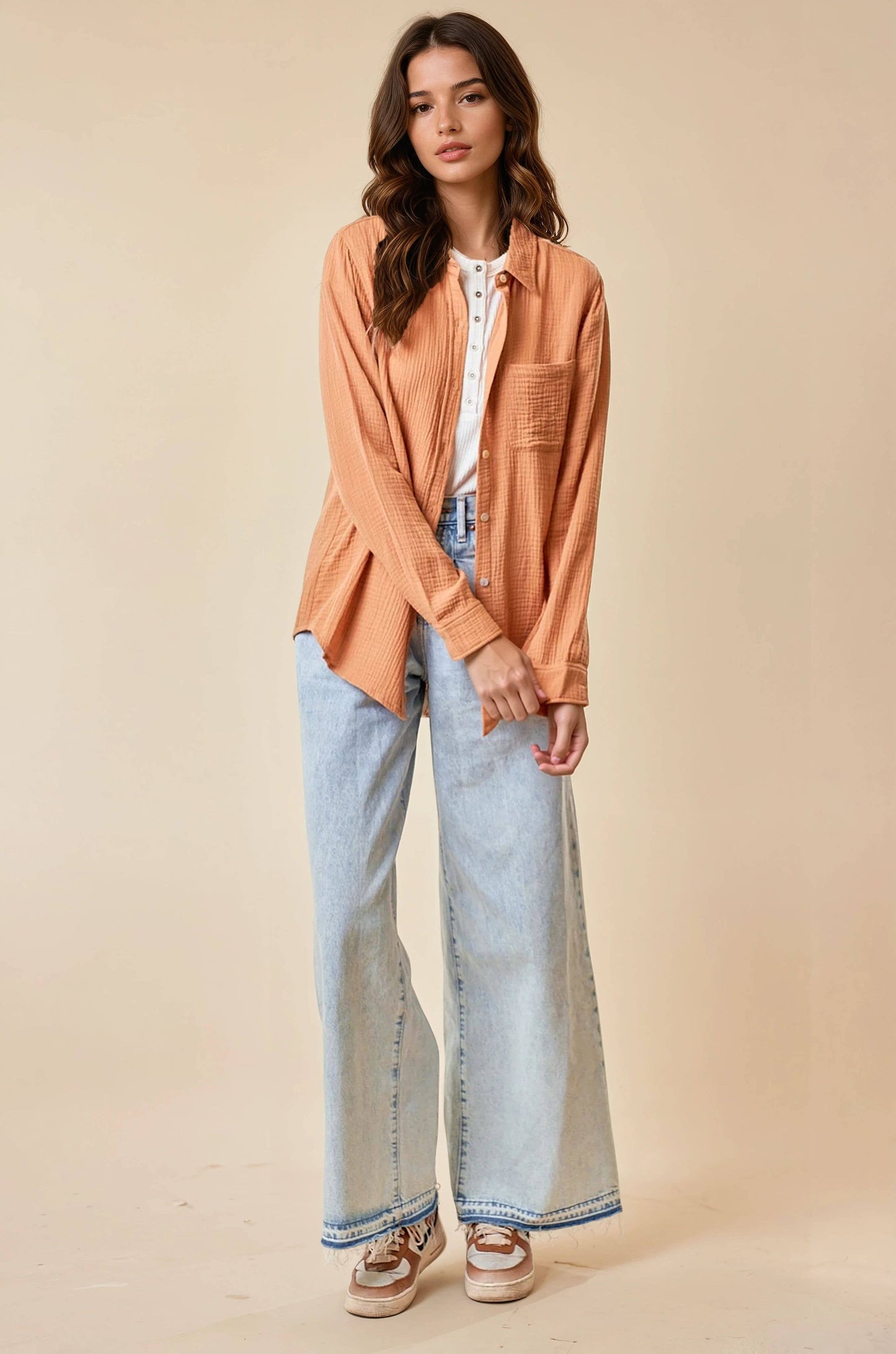 Textured Ginger Cotton Shirt