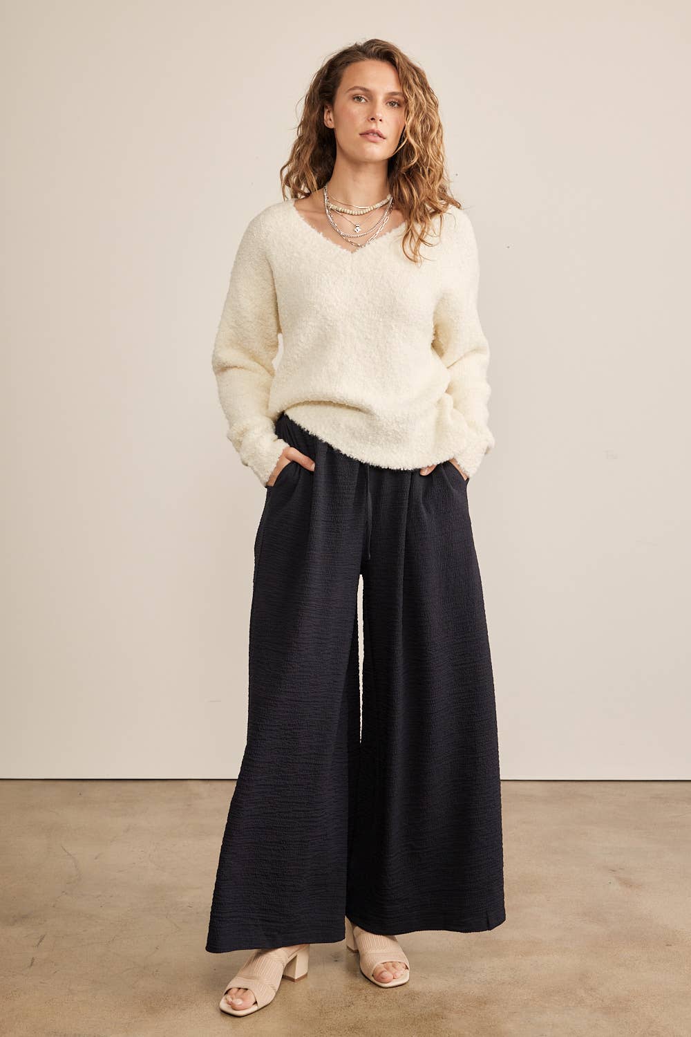 Wonka Chocolate Textured Wide Leg Pants