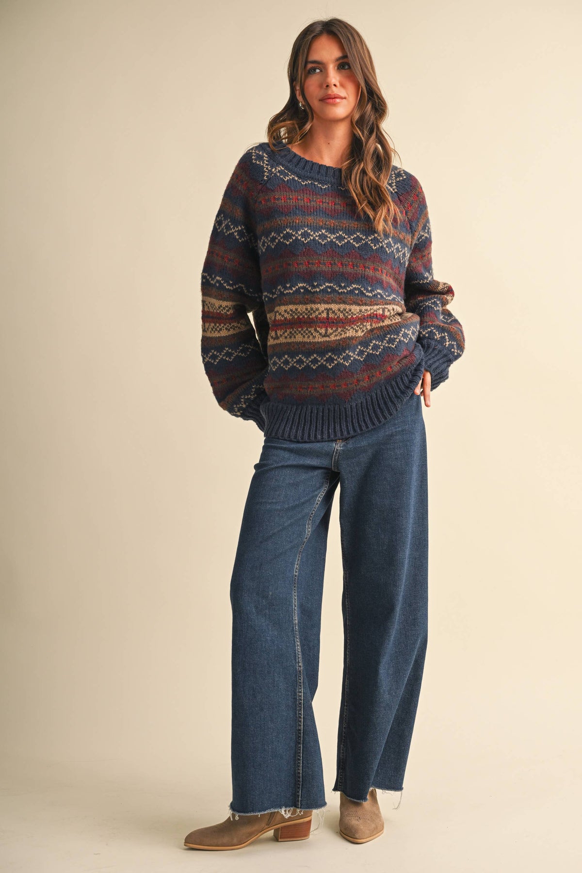 Fair Isle Thick Knit Sweater