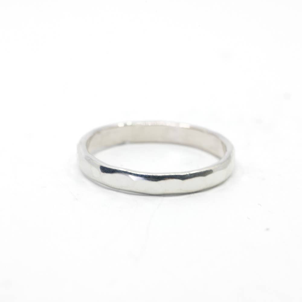 Thick Hammered Ring in Sterling Silver