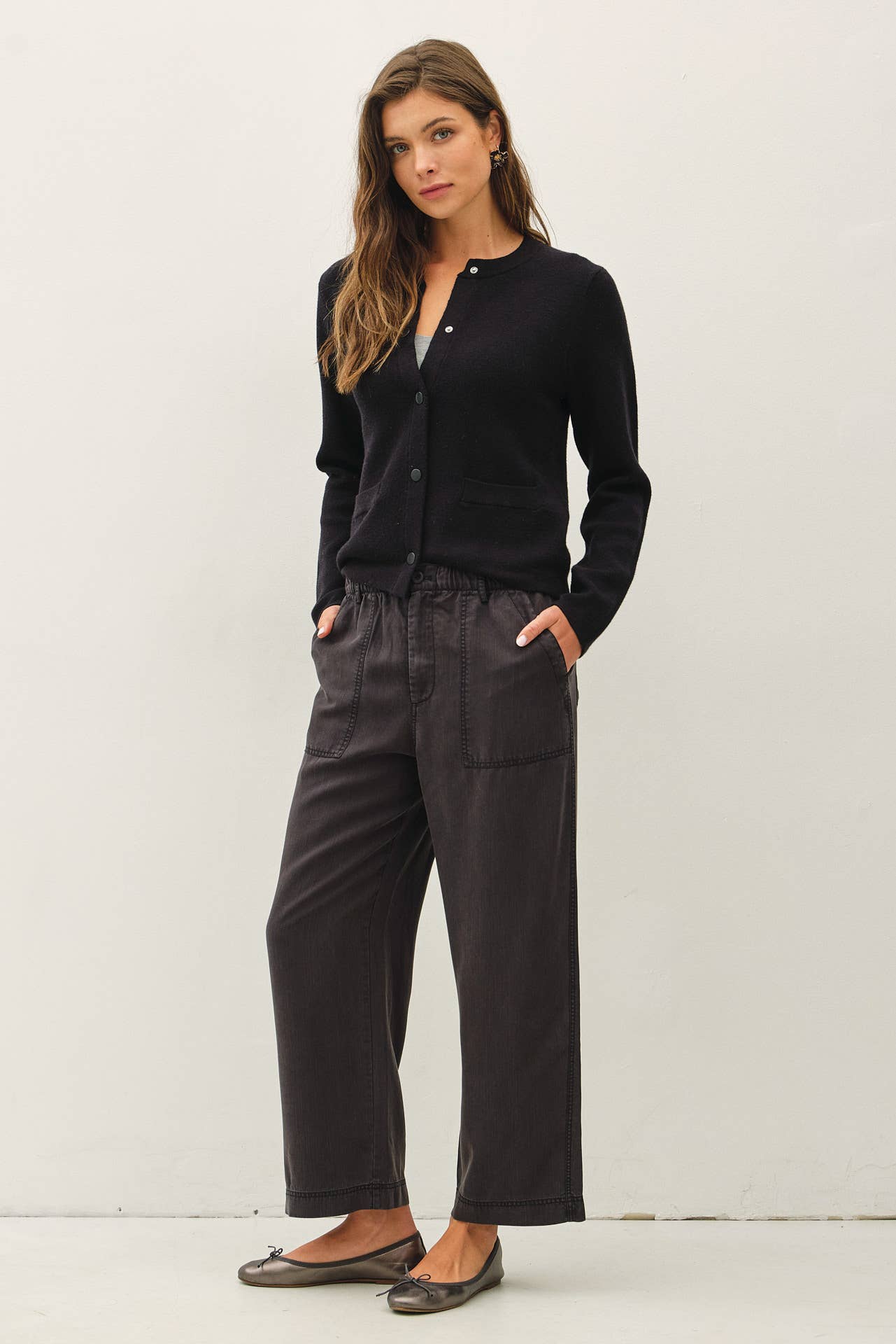 Wide Leg Vintage Black Tencel Pant