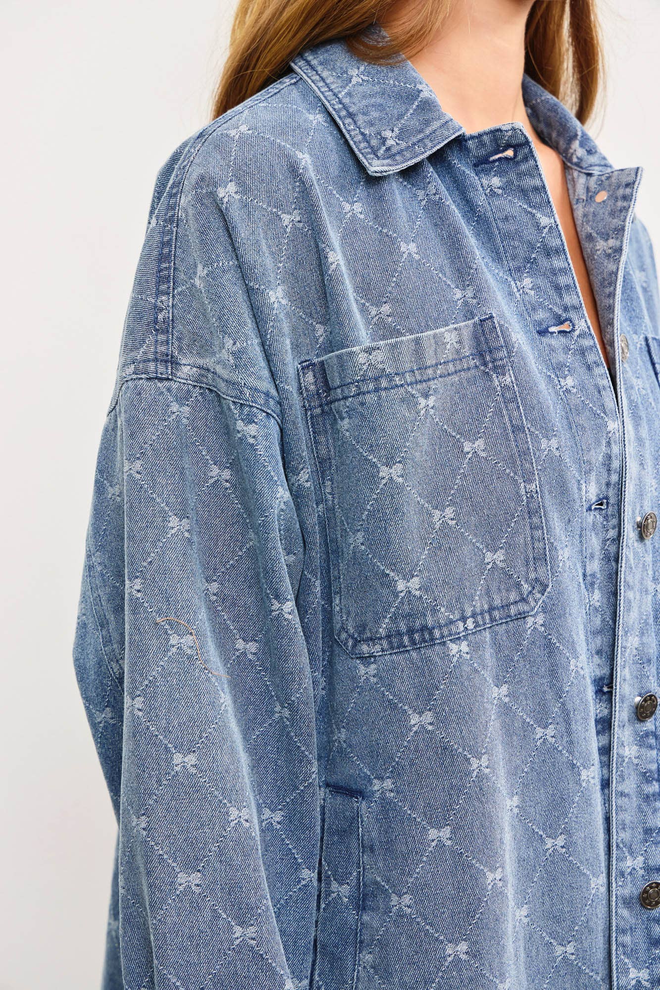 Diamonds & Bows Denim Shirt Jacket