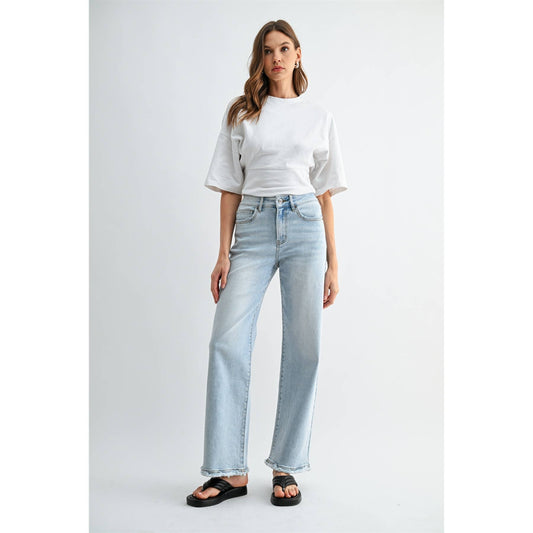 High-Rise Wide Leg Raw Hem