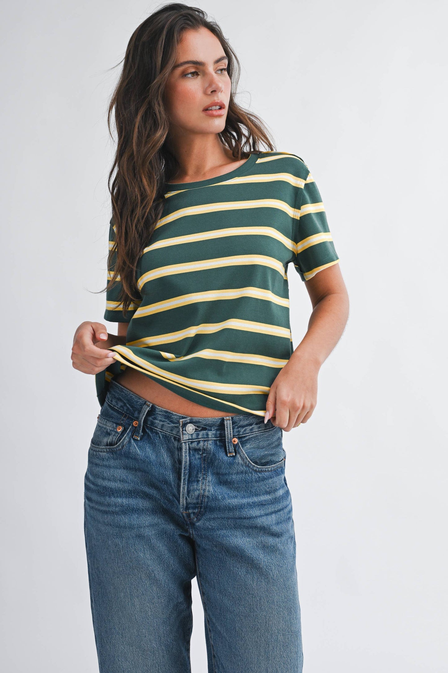 Striped Boxy Short Sleeve Tee