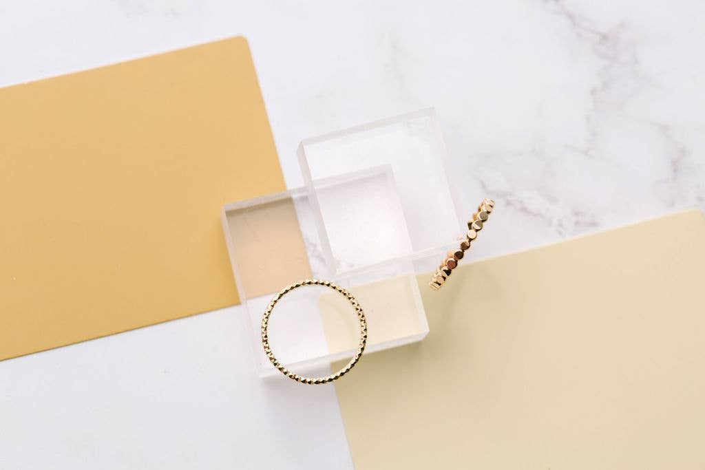 Coin Hammered Disc Stacking Ring in 14k Gold Filled