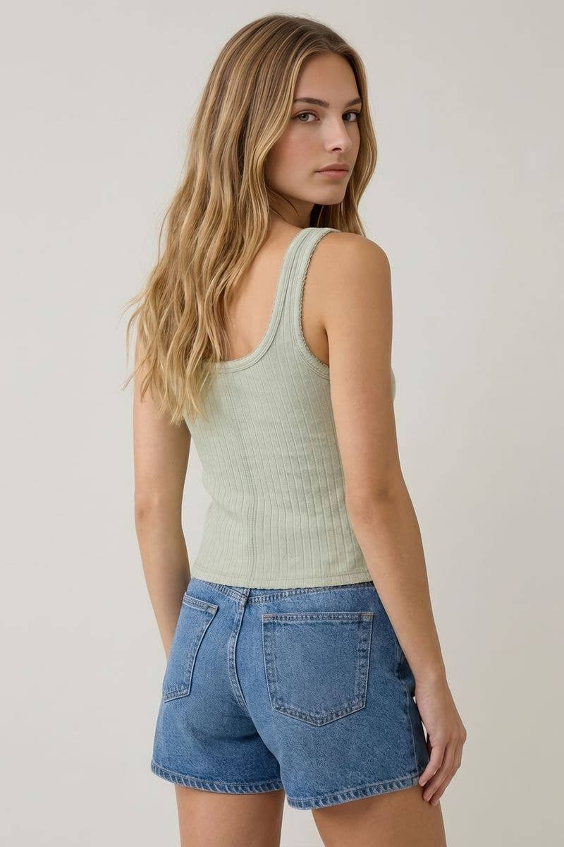 Contrast Stitching Tank Top