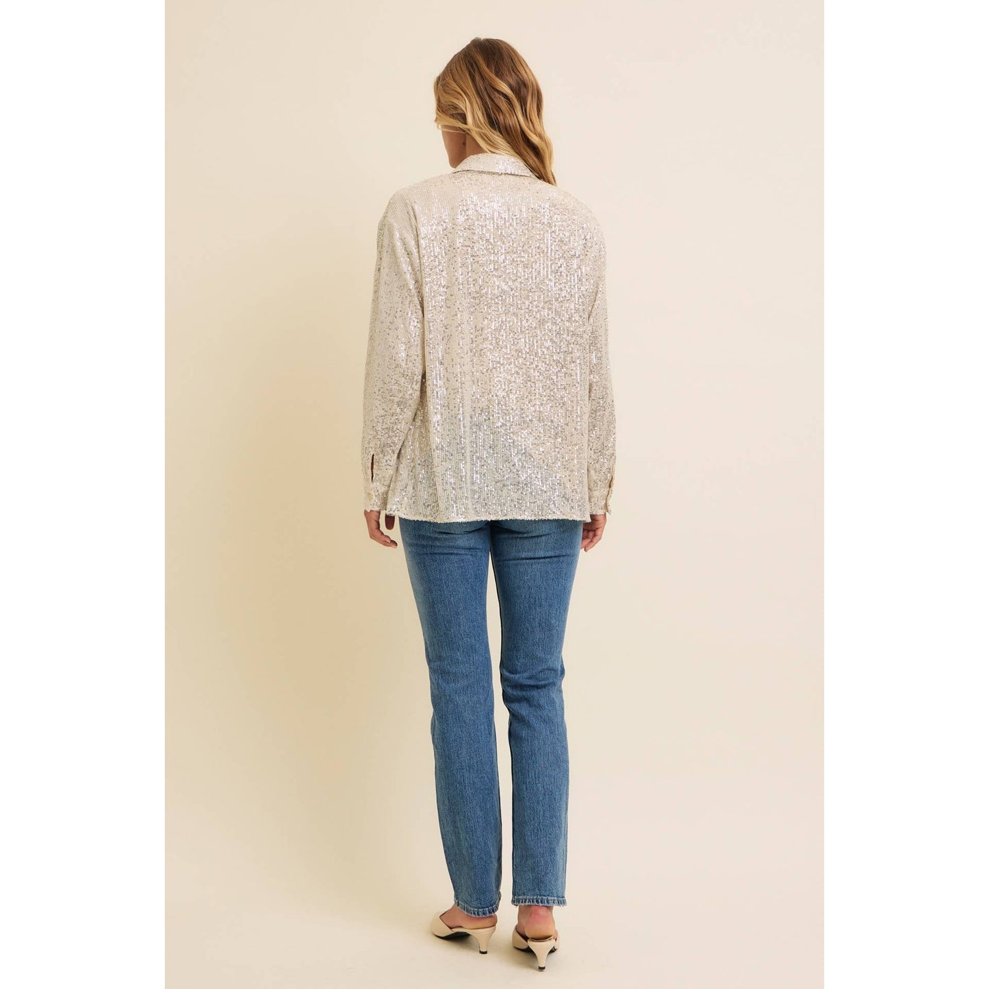 Make A Statement Sequin Button-Down Shirt