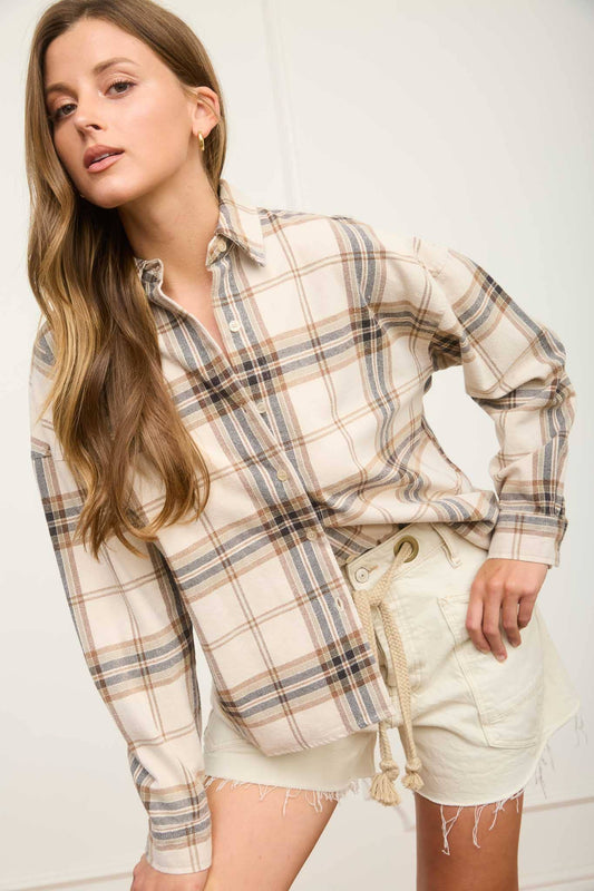 Plaid Button Down Khaki