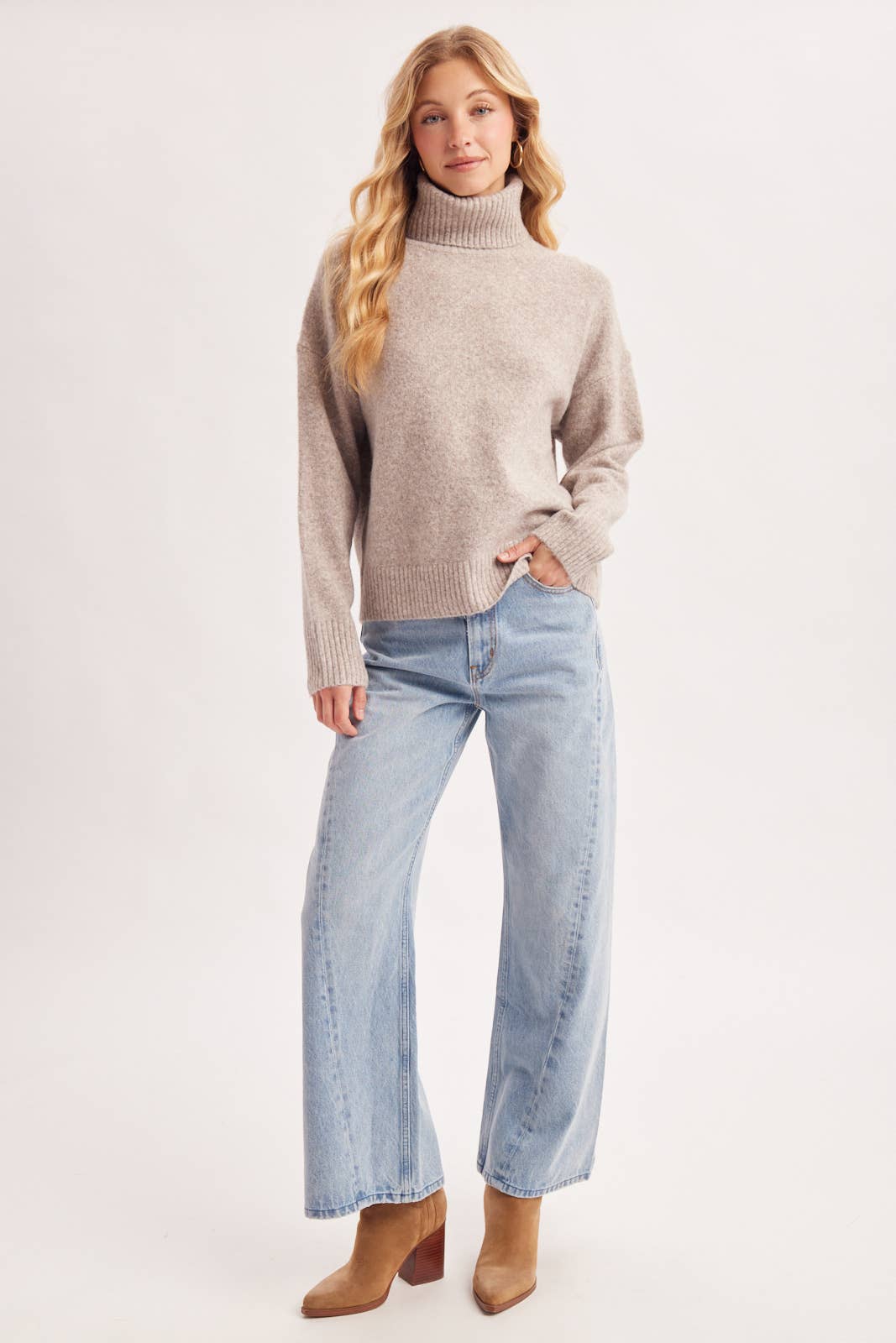 Seam-Front Wide-Leg Trouser Denim