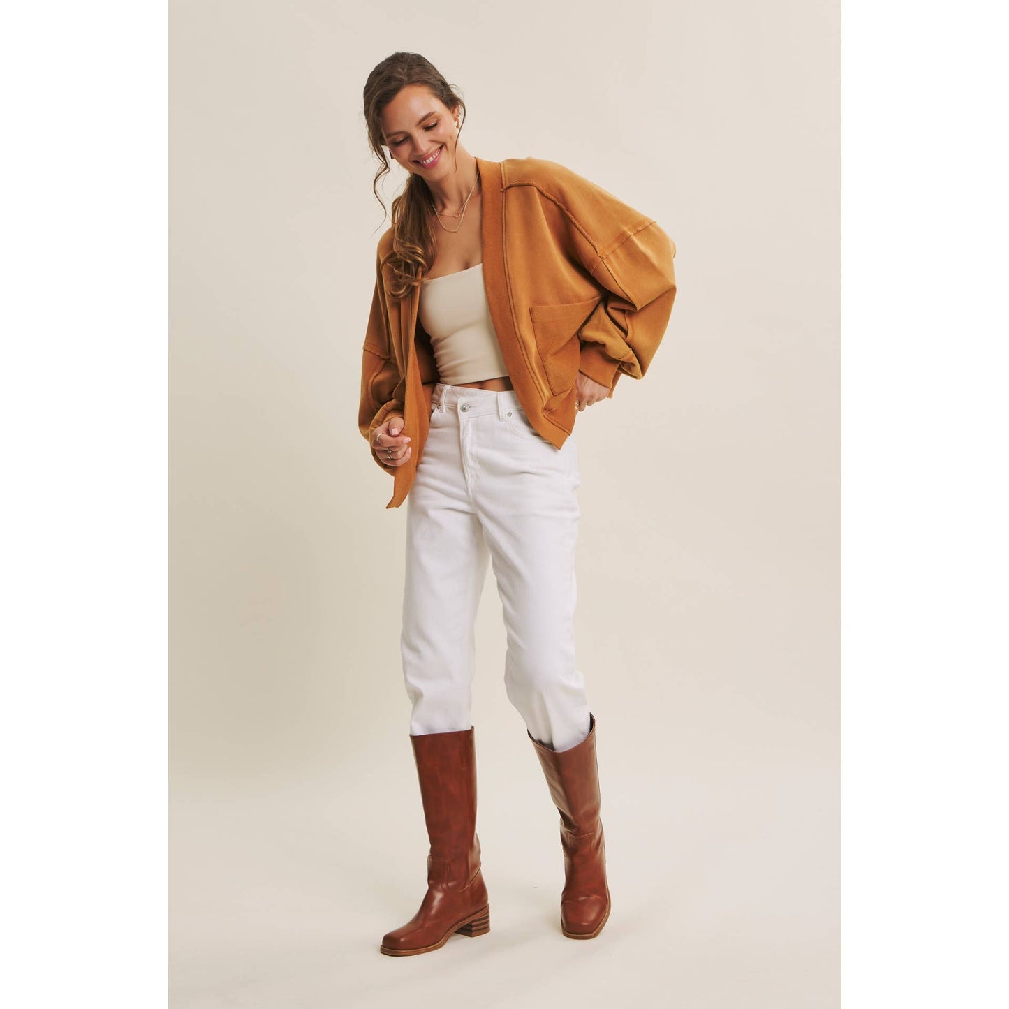 Cozy Mineral-Washed French Terry Cardigan