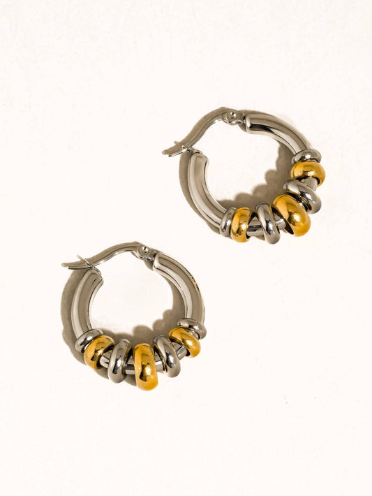 Novine 18K Gold Non-Tarnish Two Tone Hoop Earring