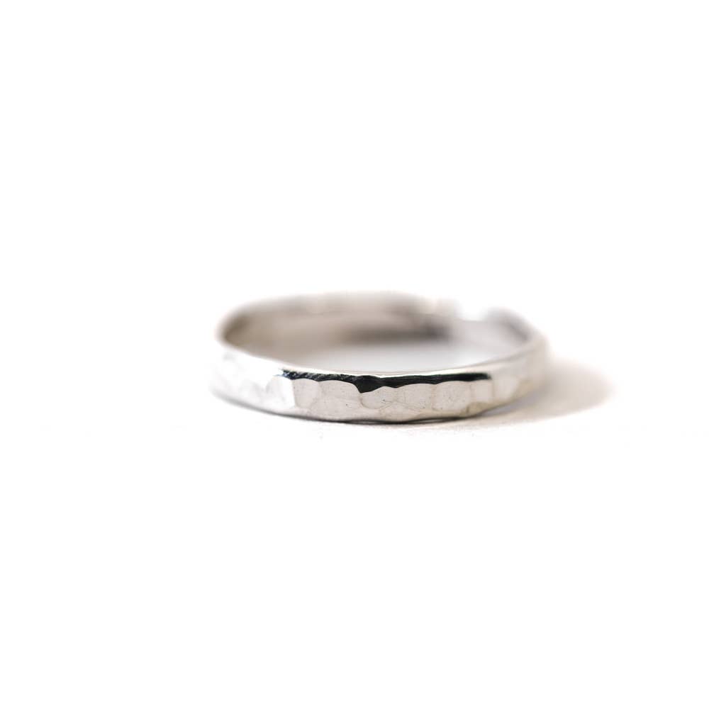 Thick Hammered Ring in Sterling Silver