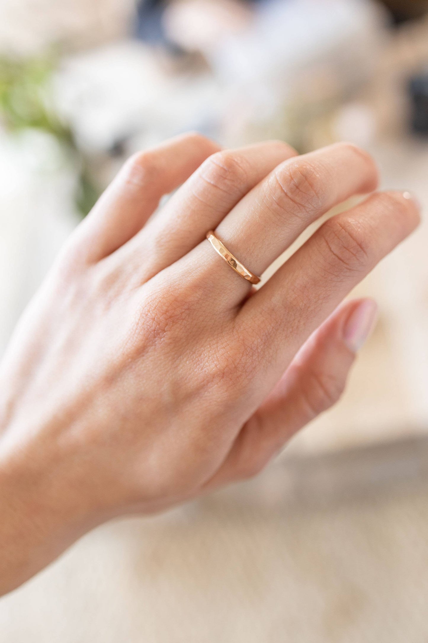 Thick Hammered Stacking Ring in Gold Filled