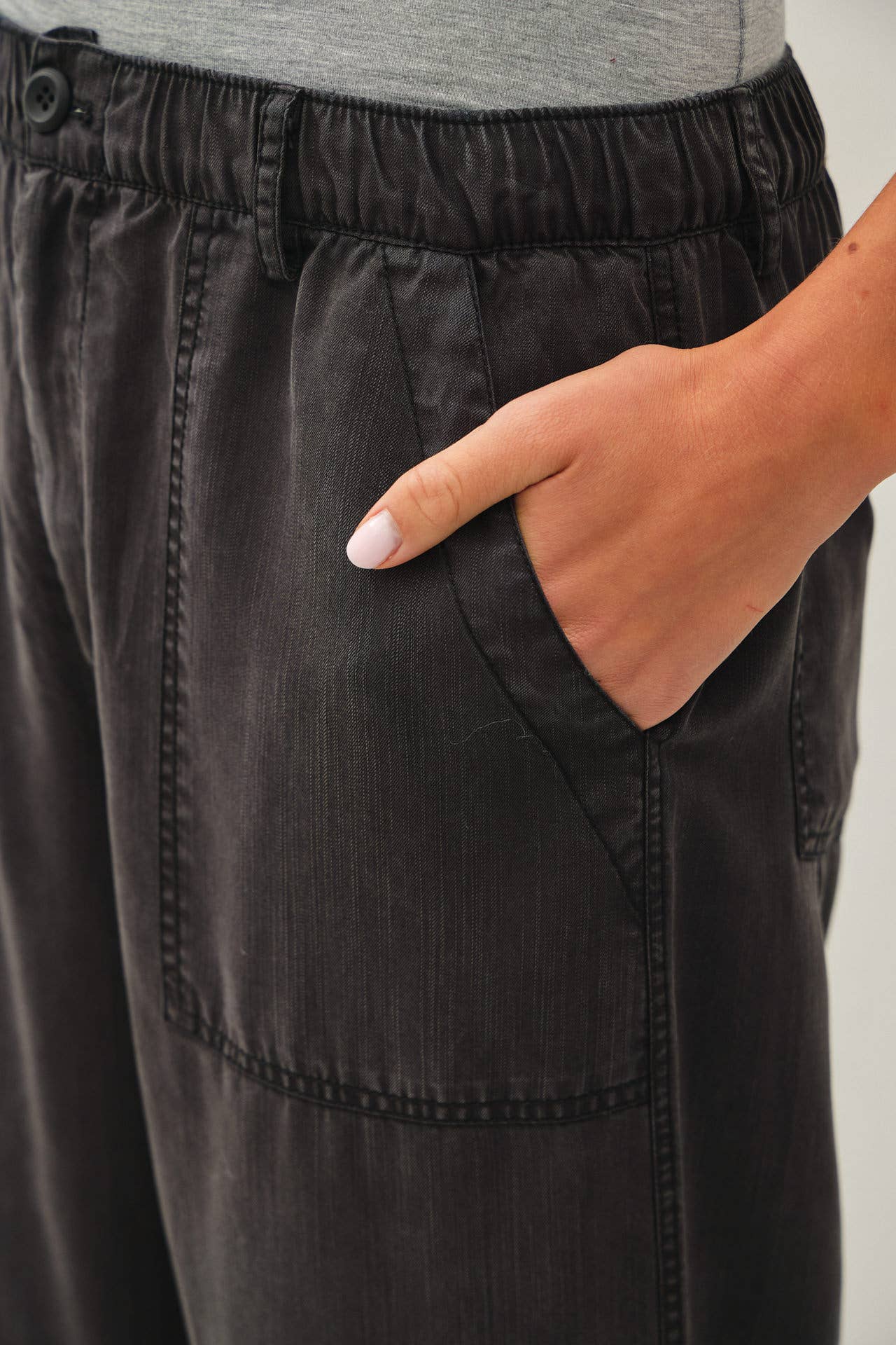 Wide Leg Vintage Black Tencel Pant