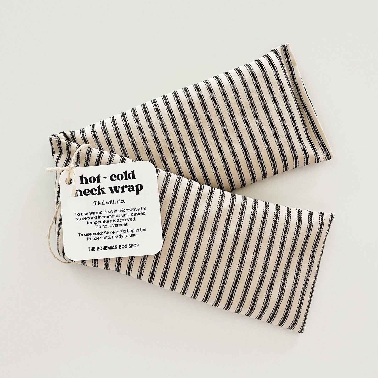 Hot & Cold Therapy Neck Wrap - Ivory and Black Stripes