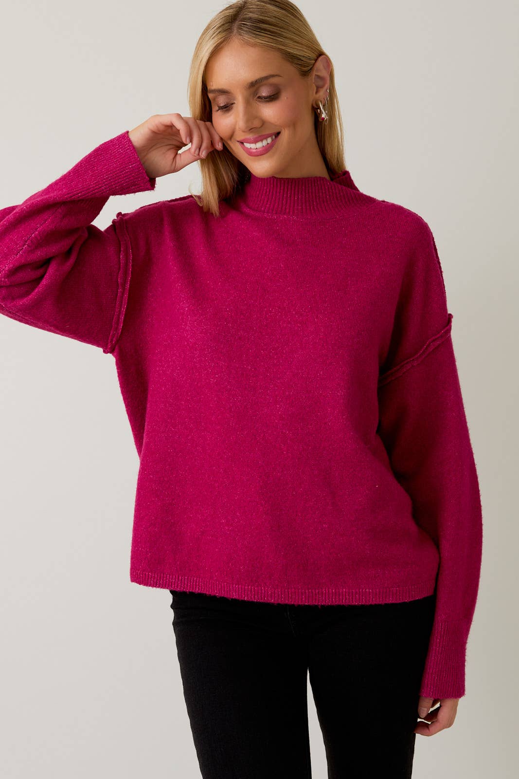 Berry Good Mock Neck Sweater