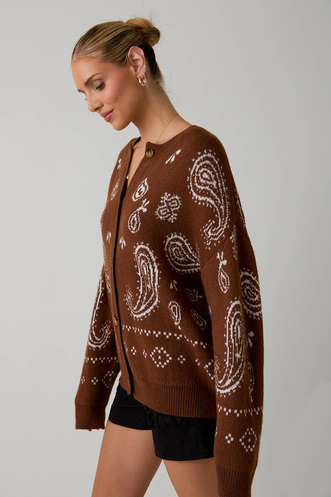 Chocolate Paisley Pattern Cardigan