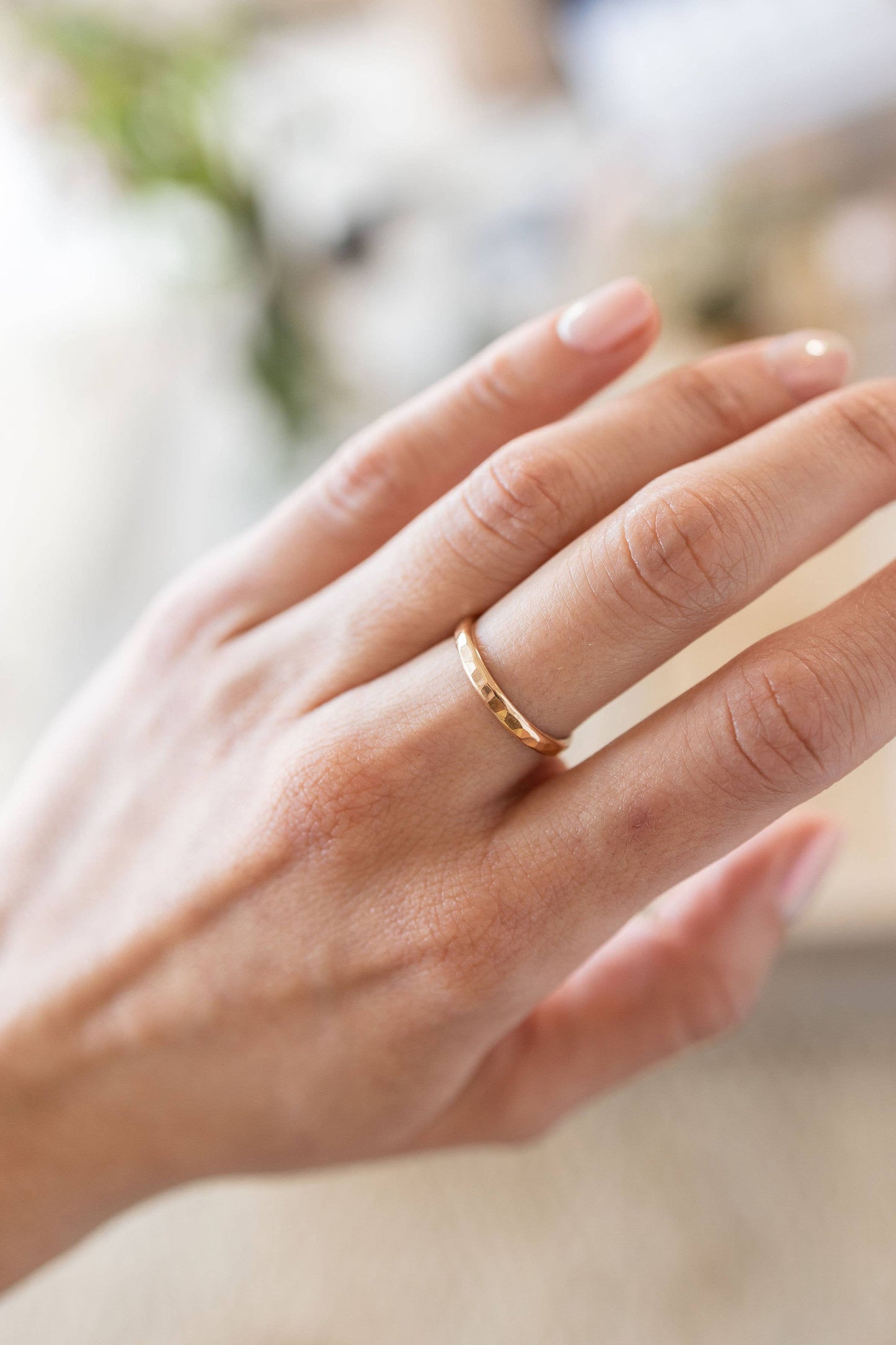 Thick Hammered Stacking Ring in Gold Filled