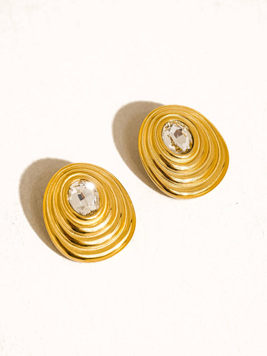 Dorée 18K Gold Non-Tarnish Oval CZ Stud