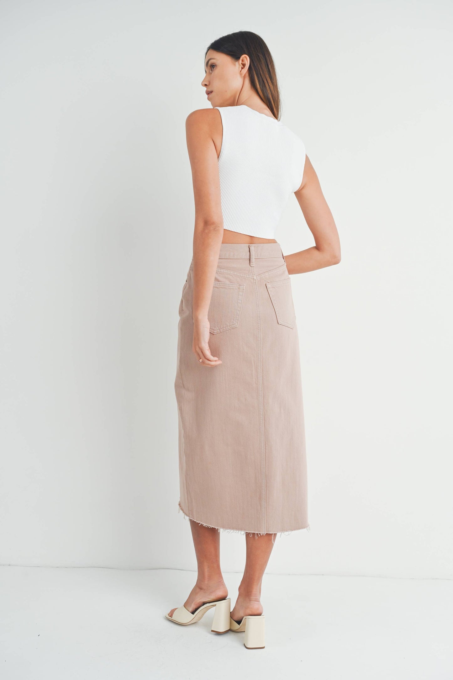 Brunch Date Denim Skirt in Sand