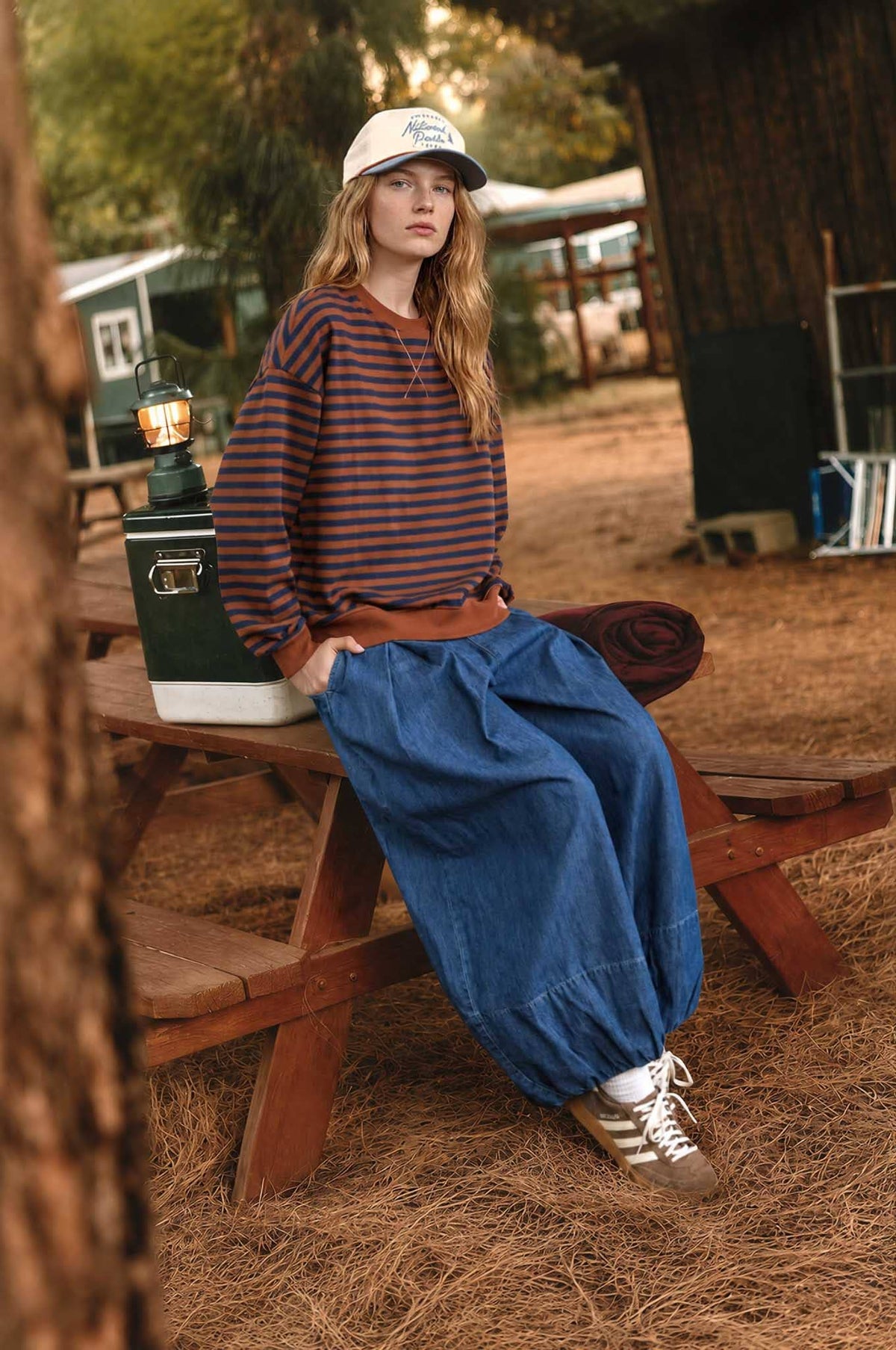 Striped V Stitch Detailed Sweater