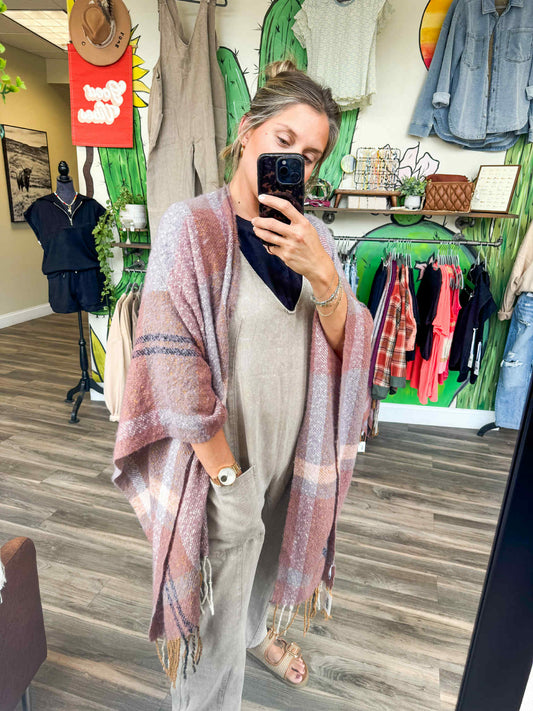 Savannah Plaid Ruana - Lavender