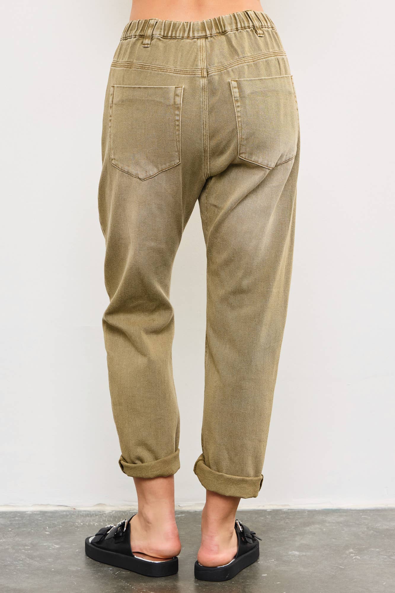 Tie Front Moss Colored Pants