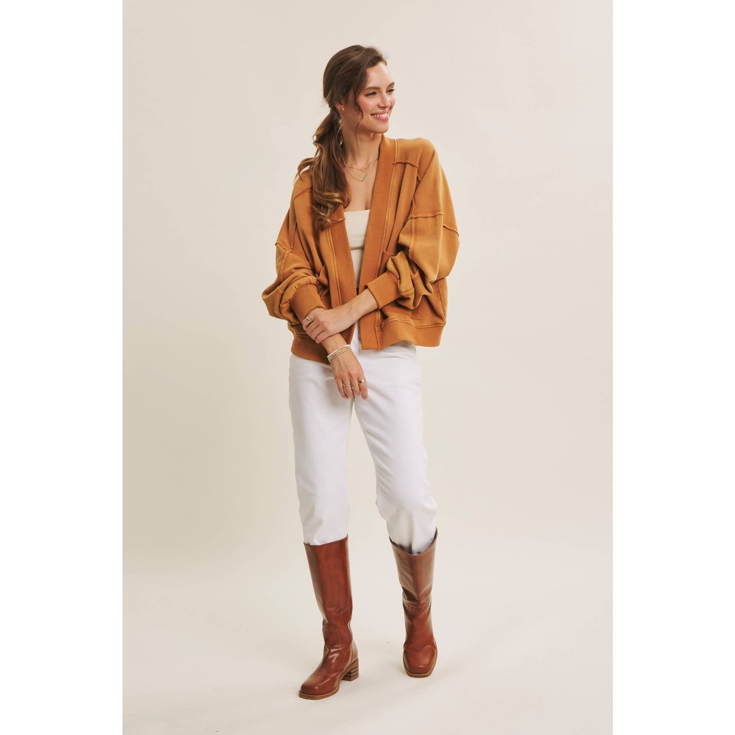 Cozy Mineral-Washed French Terry Cardigan