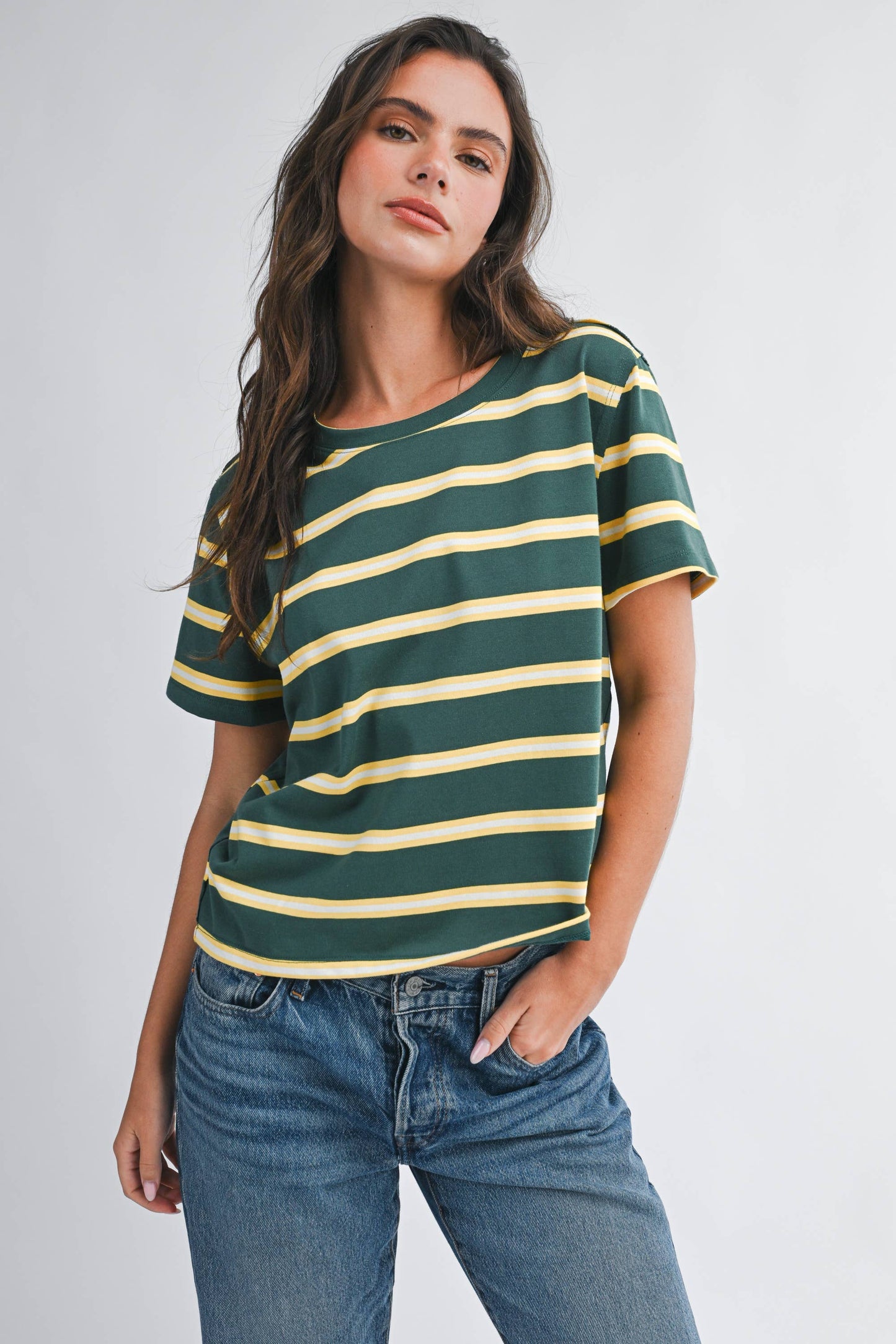 Striped Boxy Short Sleeve Tee