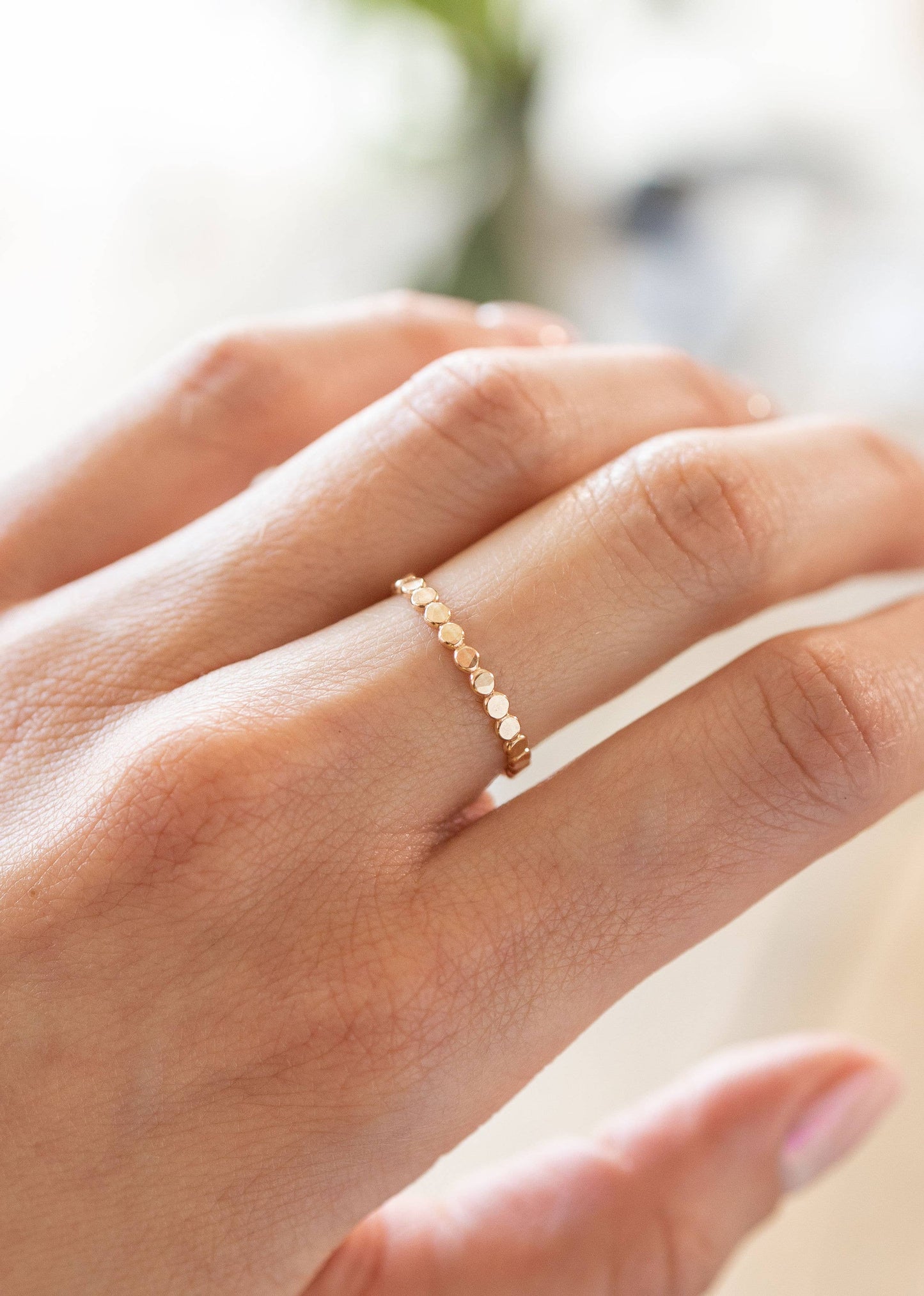 Coin Hammered Disc Stacking Ring in 14k Gold Filled