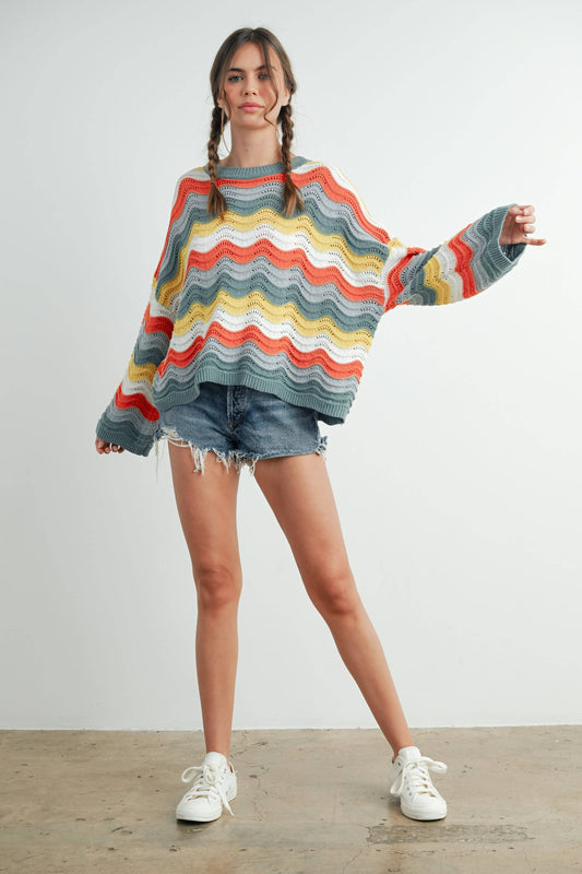 Spring Color Block Sweater