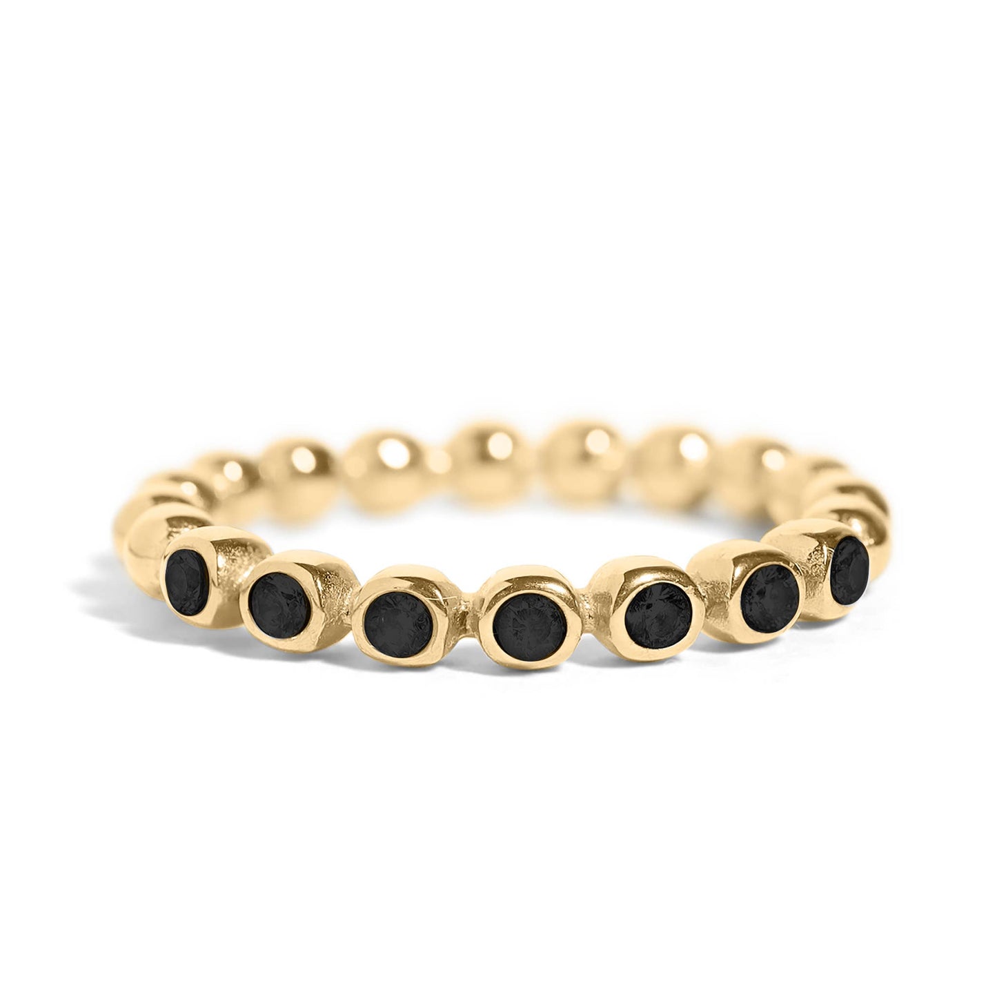 Beaded CZ Stacking Ring