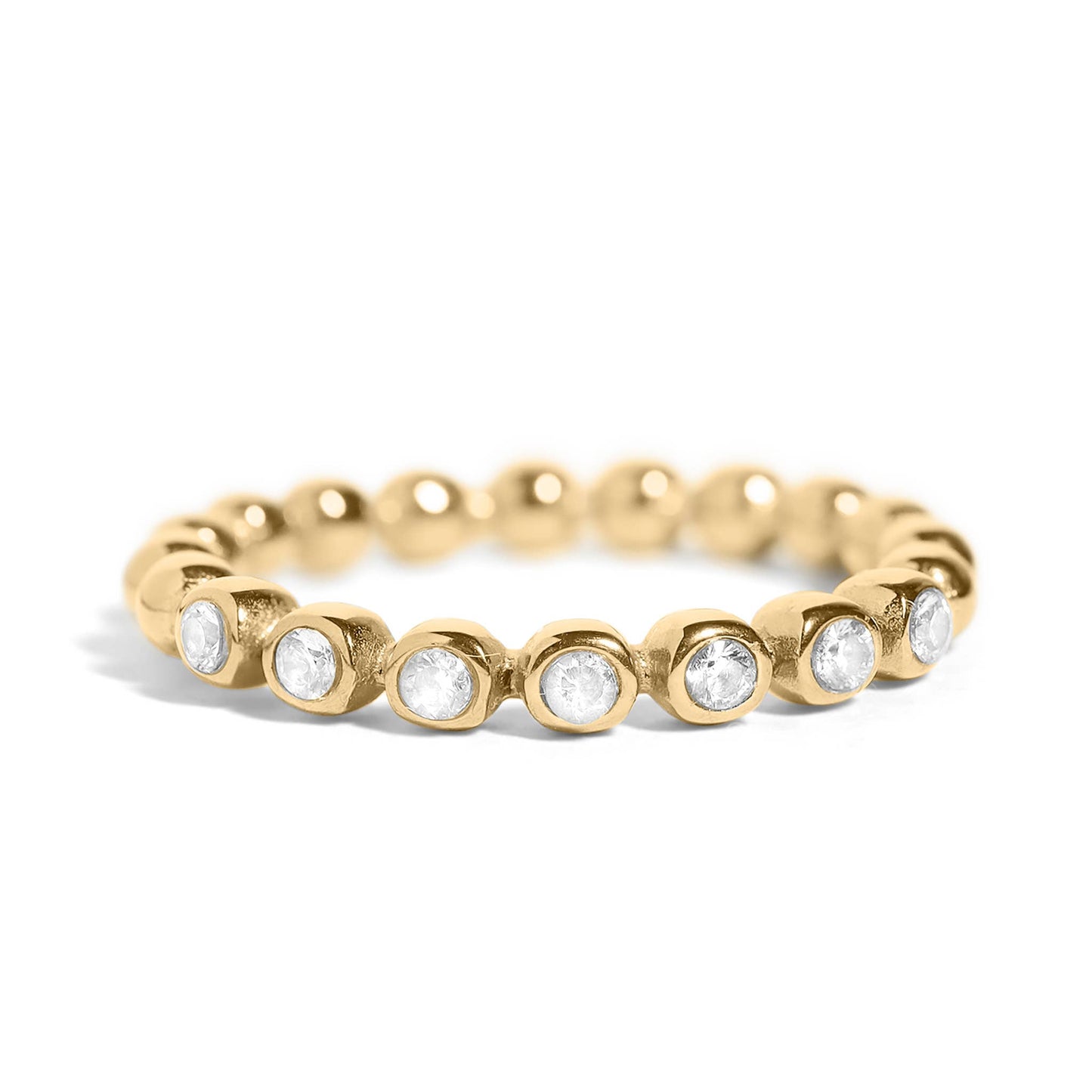 Beaded CZ Stacking Ring